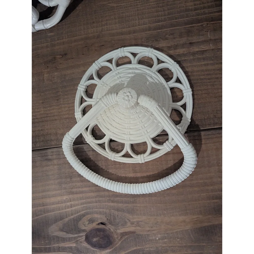 Homco Vintage Faux Bamboo Mirror and 2 Wall Towel‎ Holder White 1970s 1980s USA